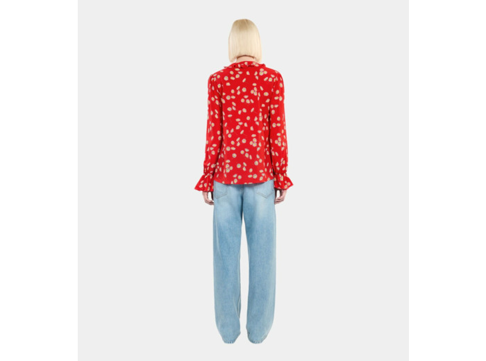 Chemise à imprimé fleuri avec volants red / white