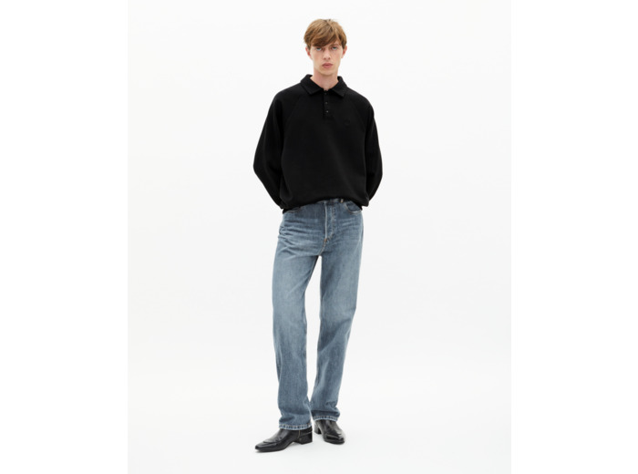 Sweatshirt col polo noir black washed