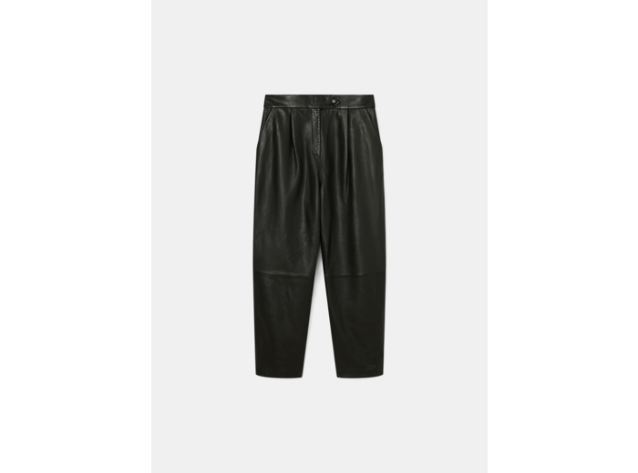 Pantalon Paaso Noir en Cuir De Veau
