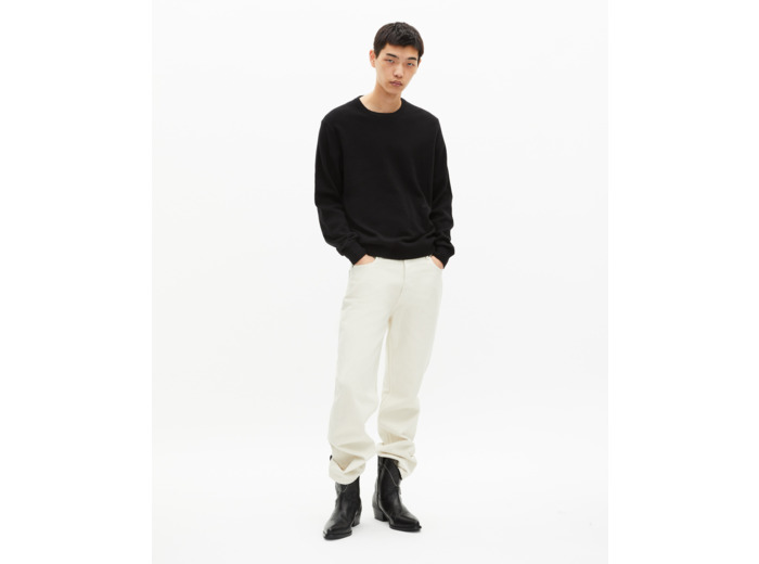 Pull col rond en cachemire noir black