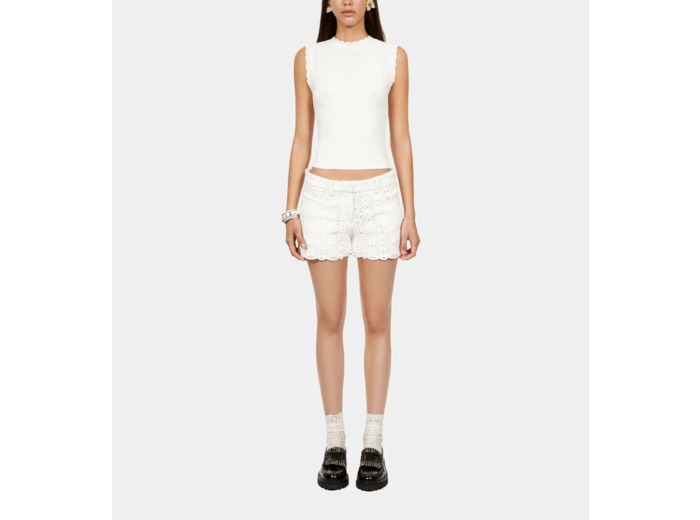 Top Blanc En Maille Ajourée white