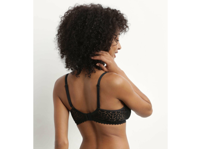 Soutien-gorge triangle sans armature motif floral Noir Daily Dentelle