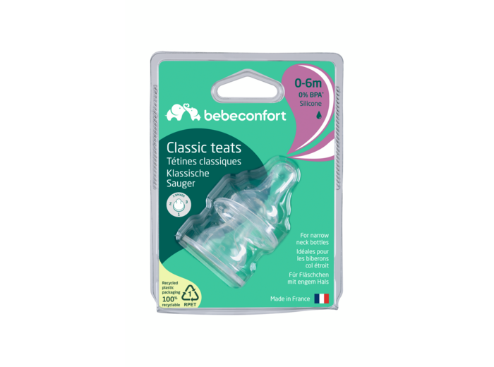 Tétines standard x2 T.1 - 3 vitesses col étroit Transparent