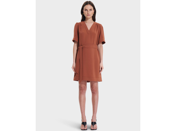 Robe Retie Marron en Polyester