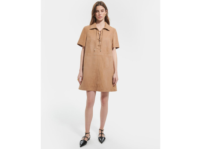 Robe Rosalia Beige en cuir