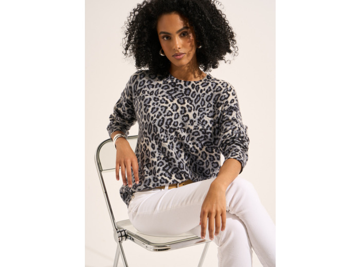 Pull en cachemire imprimé léopard