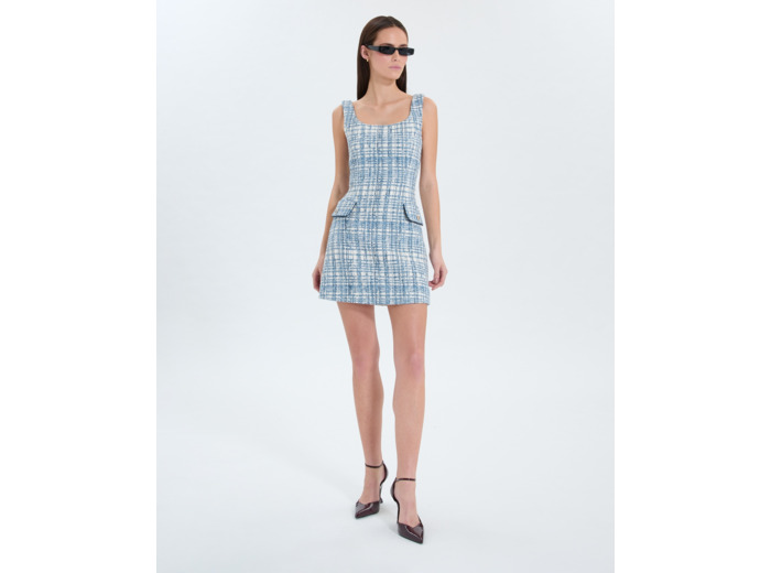 Robe courte en tweed bleue
