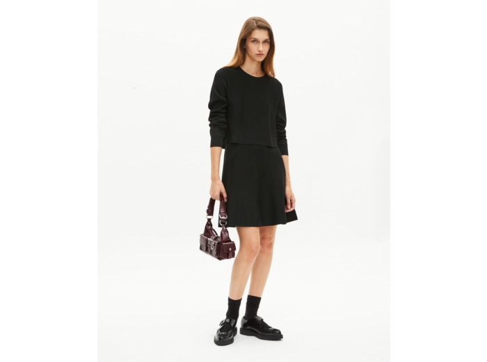 Robe courte trompe l'oeil en maille noire black