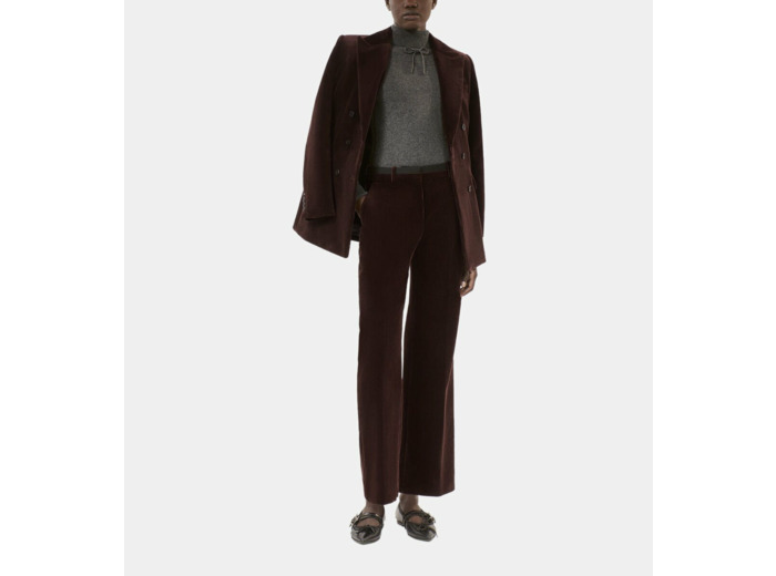 Pantalon Tailleur Droit En Velours Côtelé Marron brown