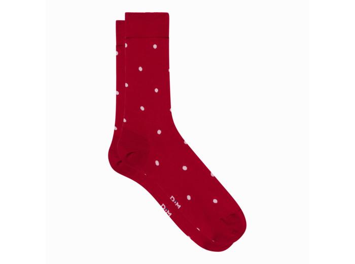 Chaussettes homme en fil d’écosse Rouge à motifs pois Monsieur Dim
