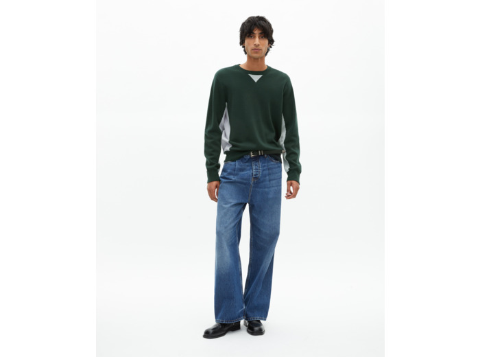 Pull avec contrastes de couleurs vert foncé grey / green
