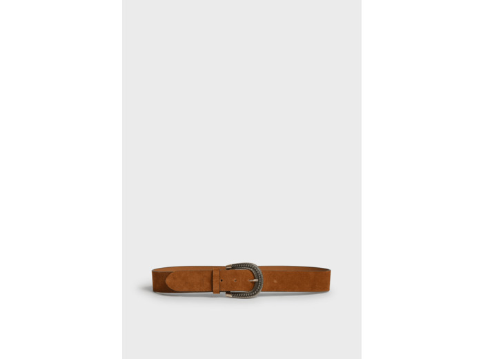 Ceinture large en cuir velours avec boucle travaillée - TESSA
