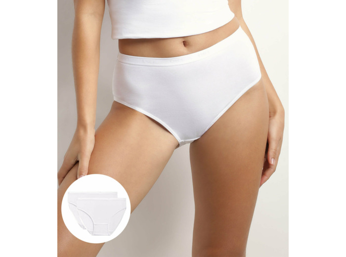 Lot de 2 slips femme en coton bio Blanc Dim Ecosmart