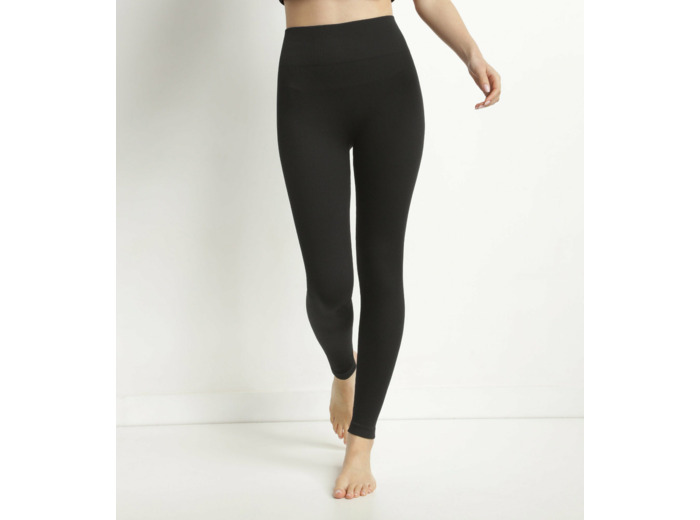 Legging femme Noir côtelé à ceinture extra large Dim Relax & Go