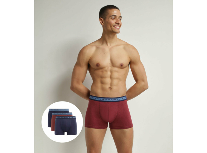 Lot de 3 boxers homme en coton bio Bleu Rouge Denim Dim Good