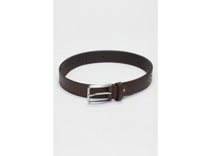 Ceinture en cuir effet peau de serpent et boucle argentée