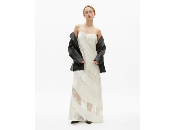 Robe longue diagonale ecru
