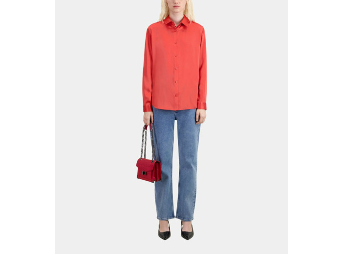 Chemise Rouge En Soie Satin red brique