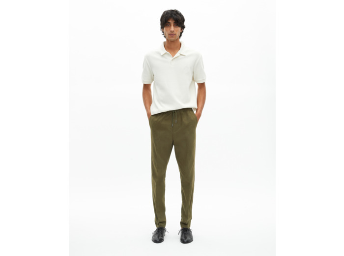 Pantalon droit en coton kaki kaki