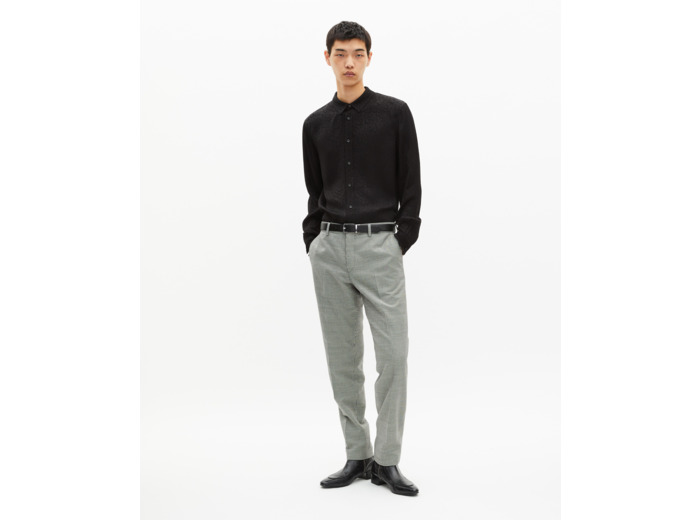 Pantalon de costume ajusté en pied de poule noir et blanc black grey