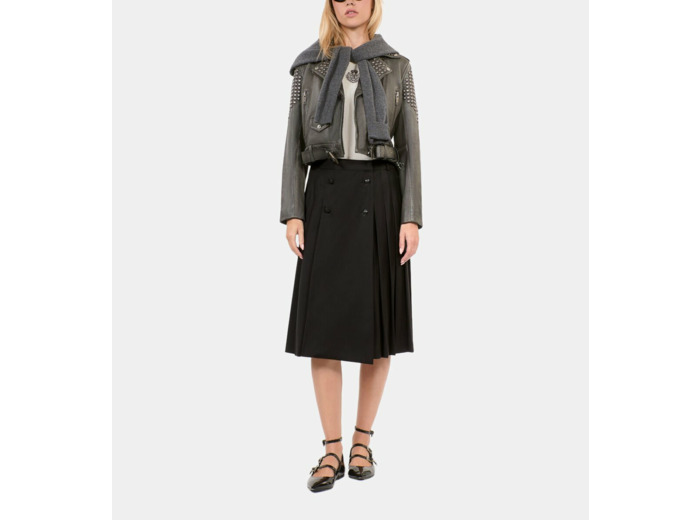 Blouson clouté en cuir noir black