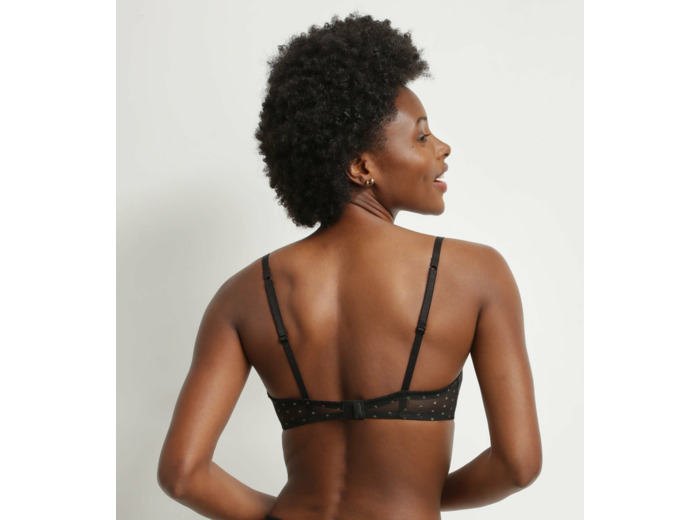Bralette femme en tulle translucide Noir et pois Lurex Dim Shiny Mesh