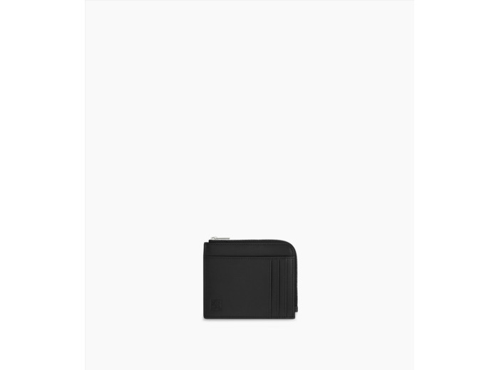 Porte cartes zip en L Maurice en toile enduite et cuir lisse