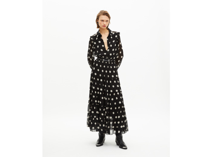 Robe longue à pois noire black white