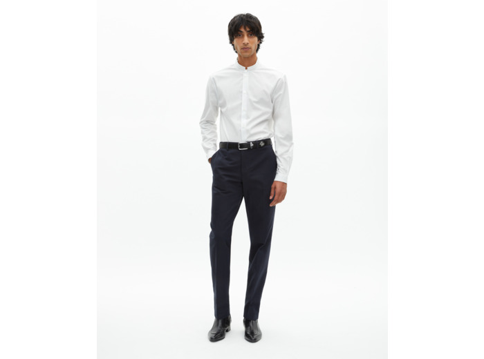 Chemise formelle col officier blanche white / black