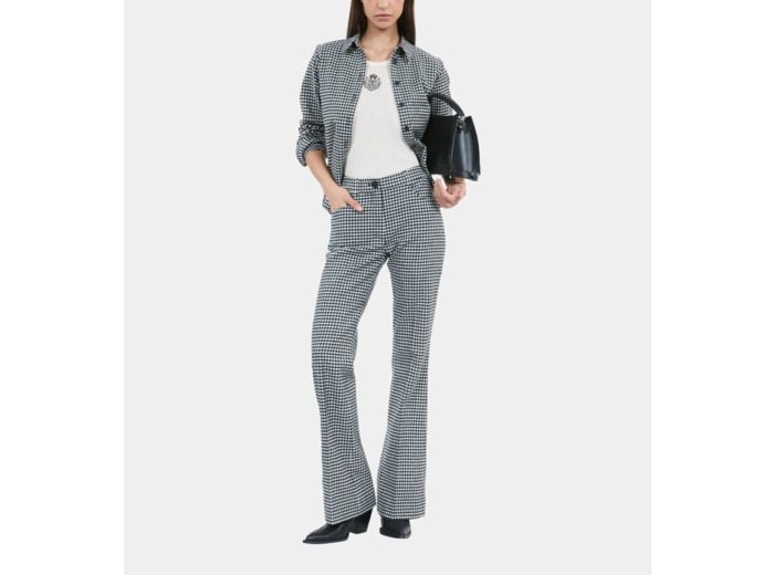 Pantalon Tailleur Flare À Carreaux Vichy black white