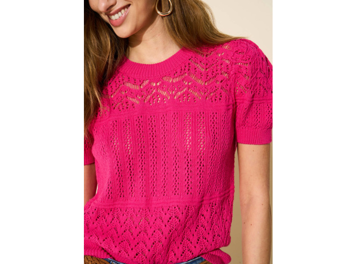Pull col rond manches courtes