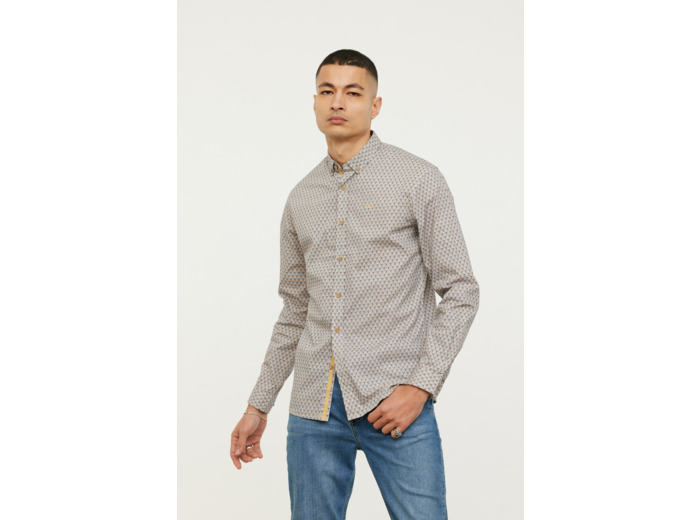 Chemise allover, piping et broderie poitrine