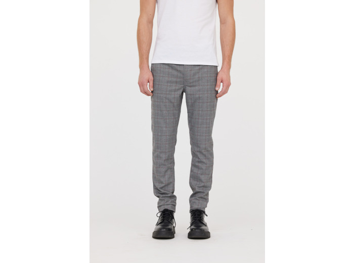 Chino slim, taille medium bas en prince de galles