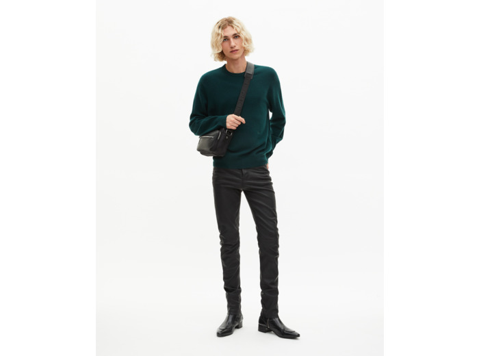 Pull col rond en cachemire vert foncé bottle green