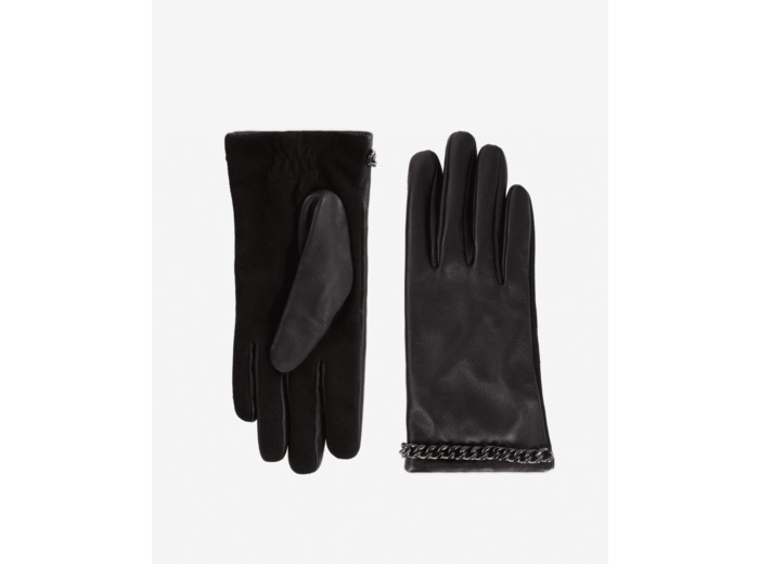 Gants En Cuir Avec Chaine black