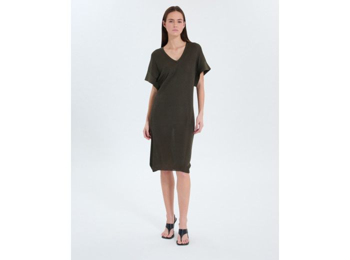 Robe en maille fine kaki
