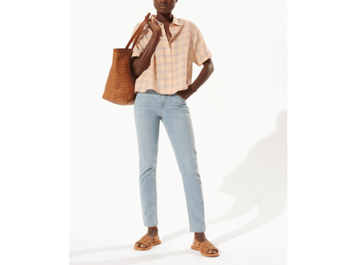 Chemise carreaux peche