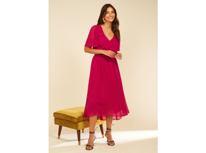 Robe midi avec manches volantées