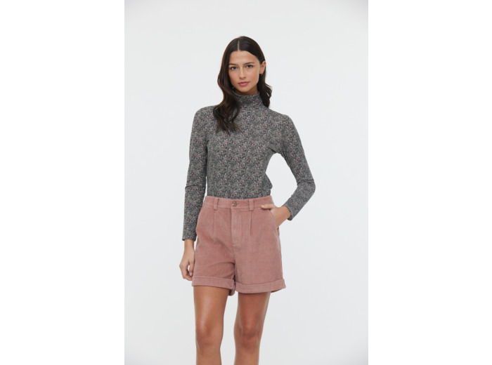 Short en velours grosses côtes, plis devant