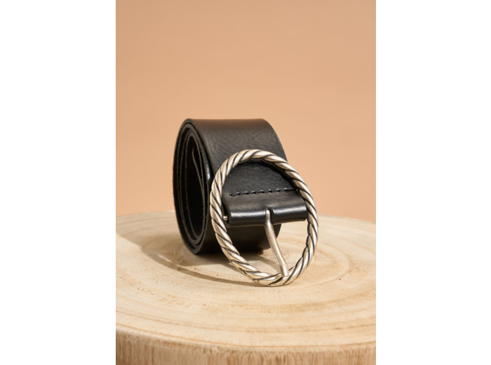 Ceinture boucle ronde effet torsadé