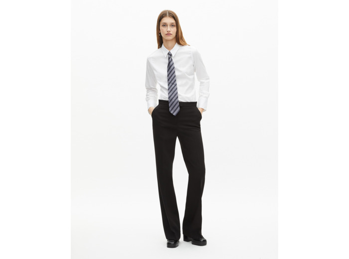 Pantalon tailleur en crêpe coupe droite noir black