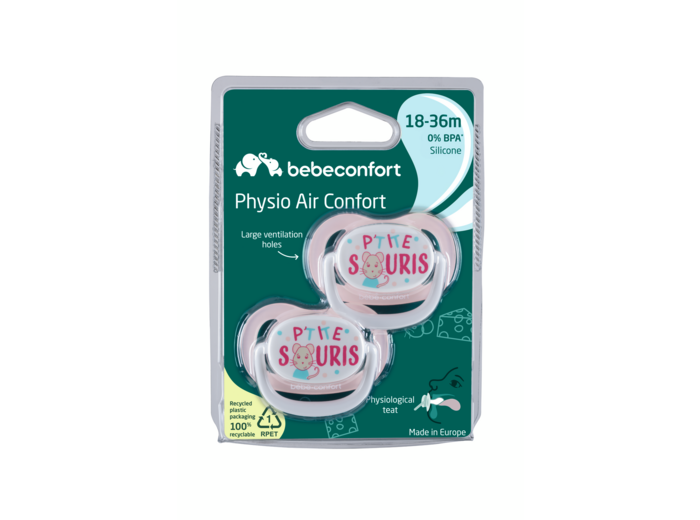 Lot de 2 sucettes physio petite souris rose 18/36mois Rose