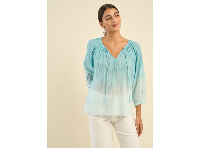 Blouse dégradée fluide en gaze de coton