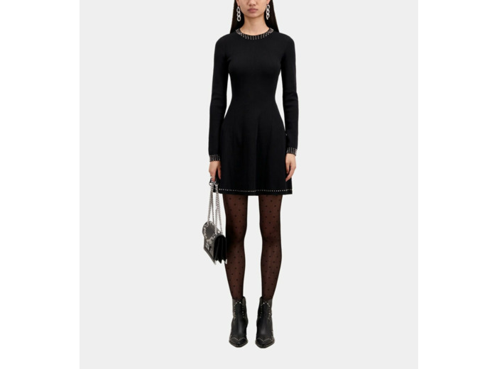 Robe Evasee Et Details De Studs black