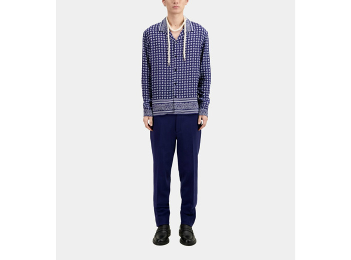 Chemise A Manches Longues Col Requin blue