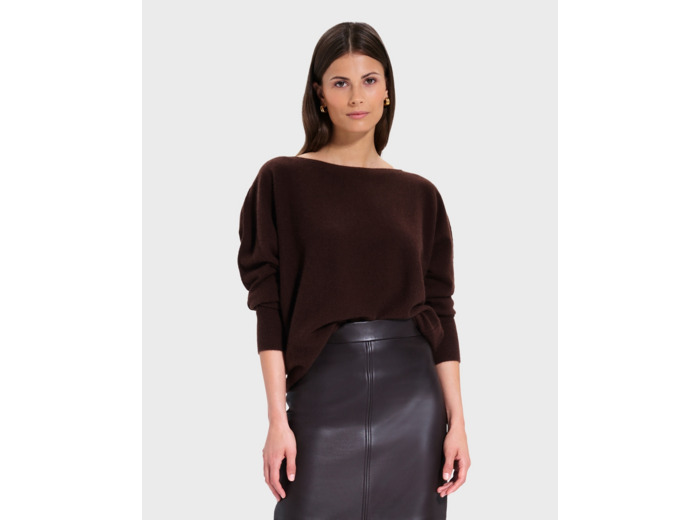 Pull Penseeboat Chocolat en Cachemire