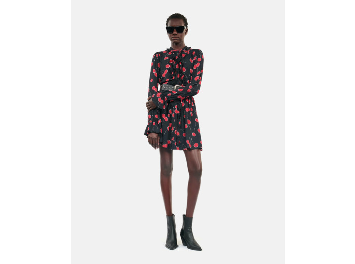 Robe Courte Avec Imprimé Cerise black - red