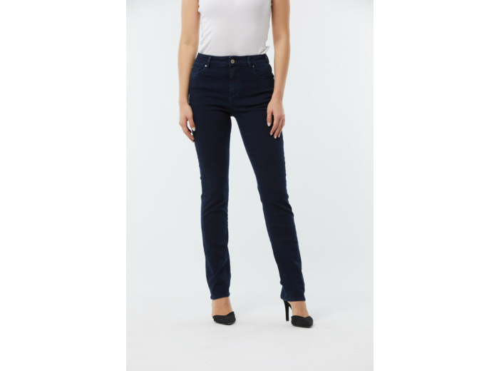 Denim straight fit, coupe droite, taille haute