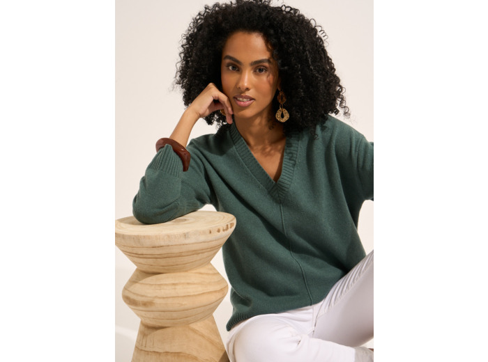 Pull col V en laine