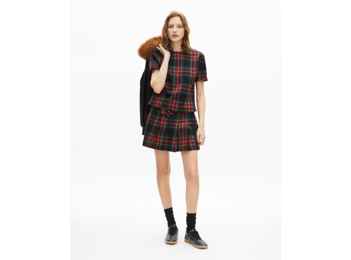 Jupe courte motif tartan rouge et noire rouge